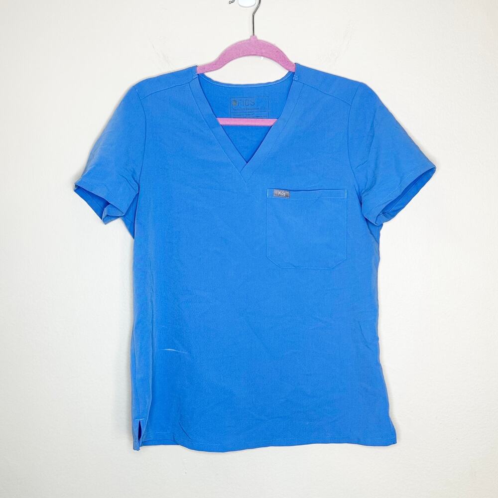 Figs Casma Three-Pocket Scrub Top™ Womens Size Small Cosmic Blue Nurse Medical